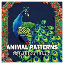 1pc Animal Patterns Coloring Book Bold And Easy For Adults Teens, Stress Relief Relaxing Big Simple Designs Thick Lines, Peacock Bird Art Gift - Multicolor - View 9