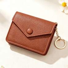 Minimalist Coin Purse, Portable Key Ring Coin Bag, Soft Lychee Texture Feel, Multi-Functional Large Capacity Coin & Card Holder, Card Wallet - Multicolor - View 6