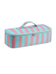 Colorful Striped Hair Tool Storage Bag With Mesh Pocket, Zippered Travel Portable Organizer For Hair Dryer/Curling Iron/Flat Iron, Vacation Travel - Multicolor - View 16