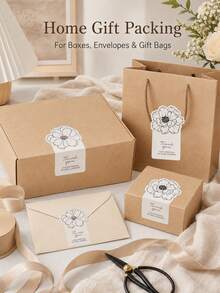 20pcs Floral Thank You Stickers Minimalist Flower Labels Aesthetic Packaging Seals Small Business Gift Wrapping Wedding Favor Bakery Envelope Decoration Supplies - Multicolor - View 3