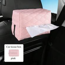 1pc Universal Car Sun Visor Armrest Box Tissue Holder, Seat Back Hanging PU Faux Leather Car Tissue Box - A - View 3