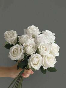 Purchase Artificial Roses, Artificial Flowers, Artificial Rose Decorations, DIY Wedding Bouquet Centerpieces, White Roses, Red Roses, Pink Roses, Blue & White Roses, Yellow Roses, Bridal Gifts, Valentine's Day Decorations, Party Decorations, Home Decor, Living Room Decor, Store Decor And Photography Props - Multicolor - View 6