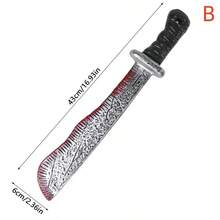 Halloween Prop, Blow Molded Plastic Fruit Knife Toy, Realistic Bloody Cleaver For Prank, Party And Performance - Multicolor - View 8