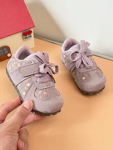2026 Autumn New Girls Floral Flat Sports Shoes Hook & Loop Anti-Slip Durable Outdoor Casual Shoes For Toddlers - Pink - View 5