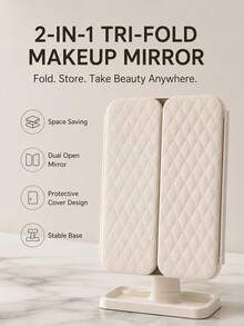 1pc LED Vanity Mirror, Leather Finish, USB Rechargeable Battery, Smart Touch Control, Suitable For Home Decor And Makeup Use - A - View 12