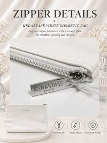 Kérastase White Makeup Bag, 29*19.5cm, Single Piece, Smooth Fabric, Large Capacity, Suitable For Travel And Daily Use, Organizes Makeup And Skincare Essentials - White - View 7