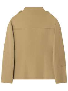 Women's Strappy Pocket Stand Collar Long Sleeve Jacket, Elegant, Suitable For Autumn - Apricot - View 4