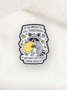 Cute Raccoon Holding Lemon Enamel Pin Funny Cartoon Animal Lemon Star Lapel Badge For Backpack Jacket Decor - Multicolor - View 5