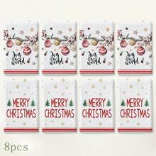 2pcs Christmas Tree Snowflake Bell Letter Print Kitchen Towels, Cozy Holiday Style Hand Towels, Suitable For Christmas Celebration, Christmas Party, Kitchen Decor, Baking Scenes And Winter Home Decoration - Multicolor - View 10