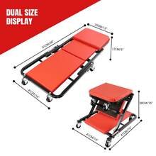 2-In-1 Folding Car Creeper & Seat, 36" Padded Car Crawler & Mechanic Stool - A - View 10