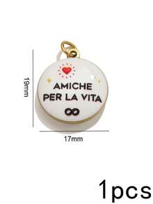 1 Buah Liontin Enamel Kutipan Italia untuk Pembuatan Perhiasan, Liontin Pesan Inspiratif Stainless Steel Berlapis Emas 18K untuk Kerajinan Gelang dan Kalung DIY - Liontin kata - View 13