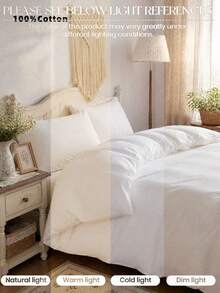 2pcs Or 3pcs White Solid Reversible Duvet Cover Set (1 Duvet Cover And 1/2 Pillowcase), Breathable Bedding Set, Suitable For Home Use, All Seasons. Dual-Color Design, Applicable For Bedroom, Guest Room, Wedding, Valentine's Day, Dormitory, School And Other Occasions. - White - View 9