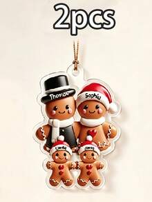 Custom Gingerbread Family Christmas Ornament, Personalized Tree Decor, Festive Holiday Style, Customized 3-8 Names Family Keepsake, Customizable Christmas Hanging Decoration, Family Name Ornament, Christmas Home Decor, Christmas Gift, 2D Flat - Style C - View 11