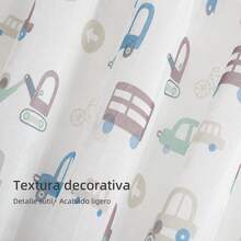 1 Semi-Transparent Curtain With Creative Print, Eyelet Hanging, Light-Filtering, For Living Room And Bedroom, 140*280 Cm - Toy Car - View 6