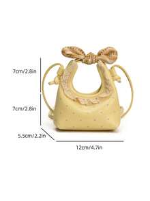 XD Fashionable Mini Bow Knot Square Bag, Made Of PU Material With Snap Closure Design, Suitable For Children's Daily Use, Party, Shopping And Other Occasions, Fashionable Chain Shoulder Strap, Square Bag Shape Design Exquisite And Compact, Essential Fashion Item - Multicolor - View 13