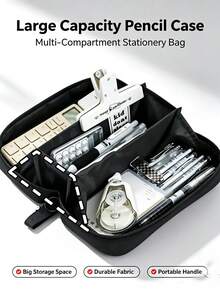 Large Capacity Pencil Case, Multi-Compartment Stationery Storage Bag With Transparent Window, Portable Desktop Organizer, Aesthetic Multi-Layer Design Makeup Bag, Suitable For Office, Travel And Daily Use, Back To School Gift - Multicolor - View 6