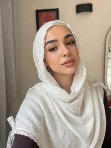FADZOYLE 1pc Women Elegant Solid Bowknot Lace Fringe Texture Scarf Soft Breathable Large Shawl Wrap Hijab Daily Wear Multi-Use Neck Wrap Summer Vacation - Multicolor - View 20