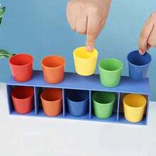 10 Pcs/1 Set Color Cup Matching Party Game, 10 Cups With Storage Rack, 2-Player Tabletop Sorting And Guessing Challenge For Adult Game Nights, Parties And Group Gatherings - Multicolor - View 2