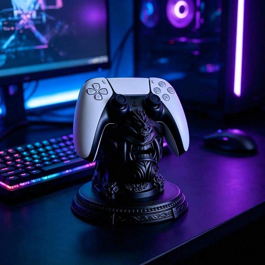 1個幽靈面孔戰士遊戲控制器收納架 3D列印遊戲主機支架 桌面裝飾收納擺飾 - A - 查看 1