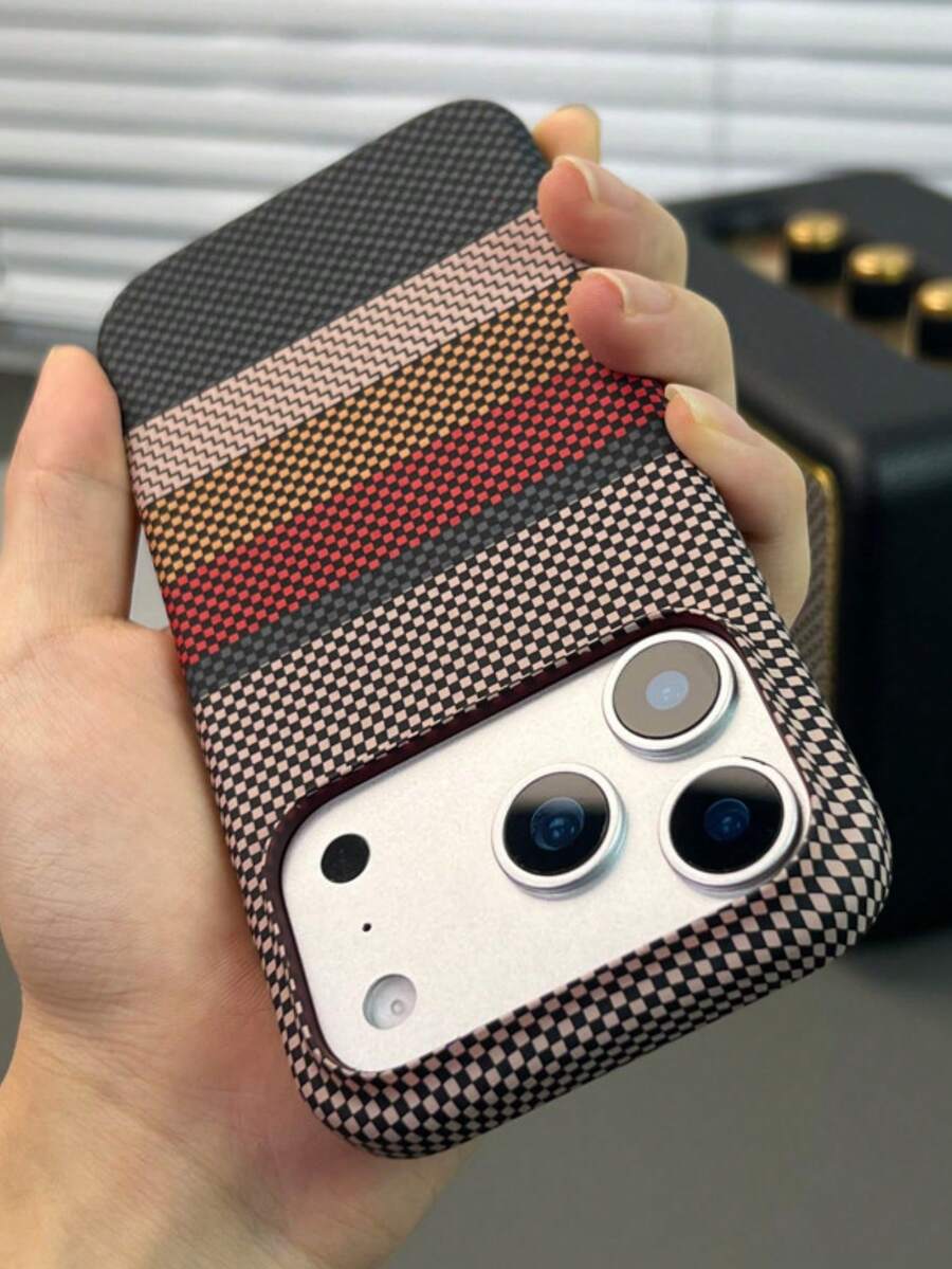 1件 膚感奢華碳纖維條紋手機殼，適用於 iPhone 18 17 Pro Max Air 16 15 14 13 12 11 Pro Max Plus，硬 PC 背蓋