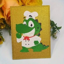 1pc Q Crocodile Chef Metal Cutting Die, DIY Scrapbooking Embossing Mold, Greeting Card Making Template, Suitable For Photo Album Card Making, Handmade Card Tool - Crocodile - View 7