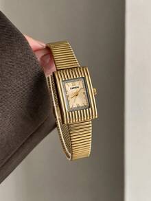 LIANDU 1 Elegant Ladies' Watch, Stainless Steel Square Dial Retro Watch, Daily Wear, Fashionable Casual Gorgeous Style, Perfect Choice For Holiday Gifts - Gold - View 2
