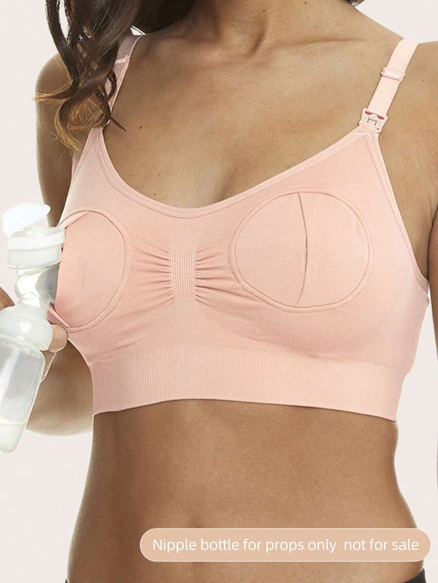 Pink Seamless Wireless Nursing Bra (Pacifier Is For Display Only, Not For Nursing)