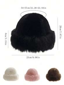 Elegant Women's Faux Fur Winter Hat - Comfortable Warm Thickened Mongolian Hat With Ear Flaps, Fashionable Minimalist Design, Beige/Brown/White/Black Optional, Elastic Fit, Polyester Material, Ideal For Winter Daily Wear, Christmas Decoration, New Year Gift, Christmas Gift, New Year Gift. Recommended Hand Wash Or Dry Clean. Winter Gear - Multicolor - View 3