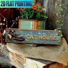 2D Funny "CAT HOUSE" Metal Iron Wall Art Sign (16"X4"), For Porch, Farmhouse, Bathroom, Dining Room, Bar, Cafe, Garage Decor, Daily Home Decoration - Multicolor - View 4