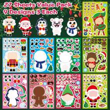 27pcs Christmas DIY Stickers - Design Your Own Snowman, Christmas Tree And Santa Claus Scenes, Interactive Puzzle Toy To Promote Brain Development, Children's Party Gift, Gift Wrapping, Classroom Activity, Christmas And Holiday Gift - Mixed Color - View 8