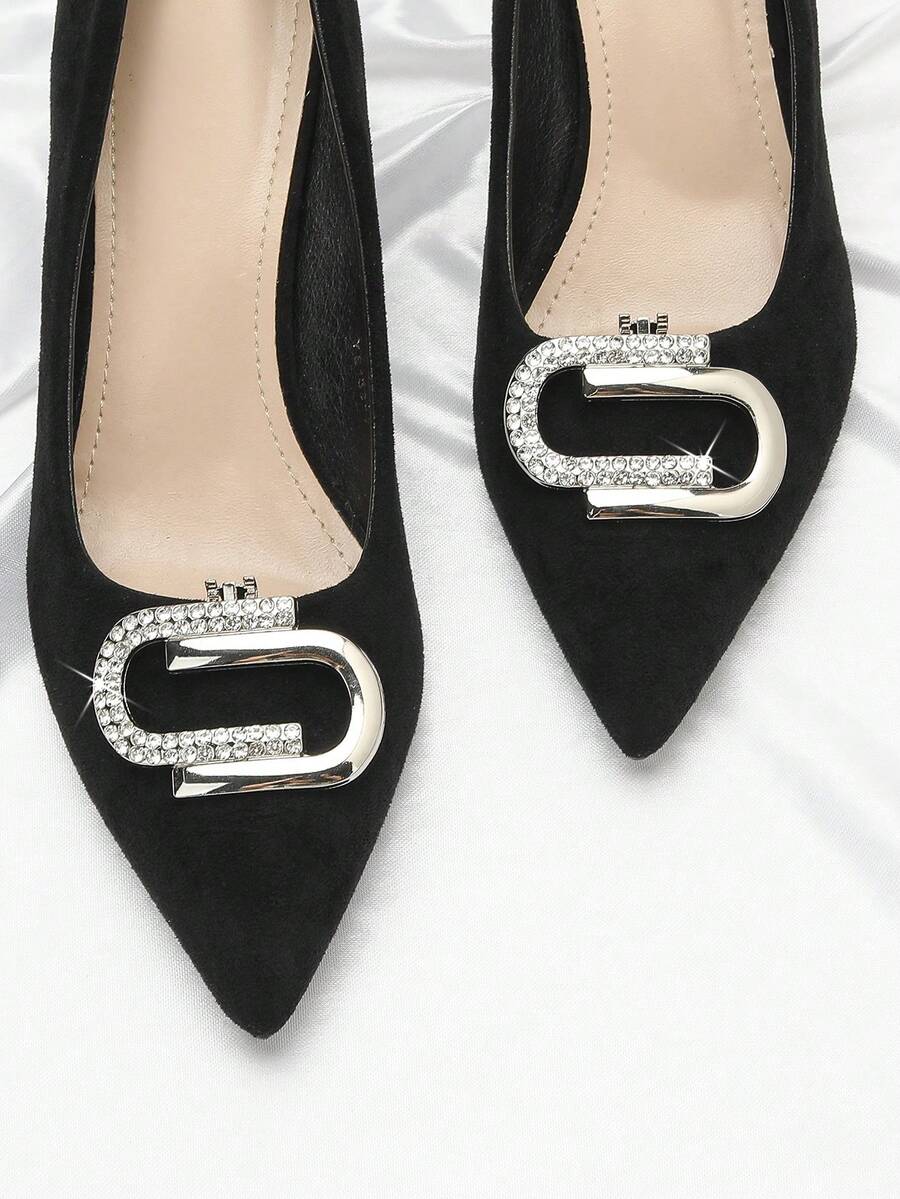 Removable Metal Shoe Flower Buckle Rhinestone Decor Accessories For Sandals Shoe Surface Repair Parts - Silver - View 1