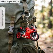 somoving 3pcs Motorcycle Design 2D Flat Acrylic Keychains, Non-3D, 0.3cm Thick, Durable Clear Printing, Cute Motorcycle Pendant, Fashionable Handbag Charm, Car Key Ring, Creative Gift For Riders And Motorcycle Enthusiasts - Multicolor - View 4