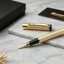 High-Quality Golden Metal Fountain Pen / Equipped With Smooth Nib, Ink Cartridge And Converter / Suitable For Students, Professionals And Office Signatures (Fashionable Writing Tool) - Pen - View 3