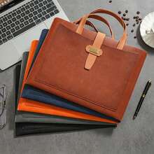 1pc A4 Leather Document Bag, Handheld Document Bag Can Store Student Notebooks, Test Papers, Documents, Files, Large Capacity Document Storage Bag, Suitable For Business Meetings, Campus Learning, Business Travel, Office Supplies, A4 Document Folder, Office Gift, Portable Document Bag, Back To School Season - Tote Bag - View 2