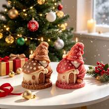 3D Christmas Elf House Silicone Candle Soap Mold, DIY Aromatherapy Candle, Handmade Soap, Resin, Plaster Mold For Christmas Home Decor Crafting - Mushroom House Faceless Gnome Silicone Mold - View 2