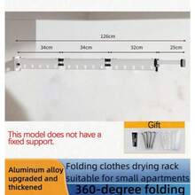 Foldable Shower Curtain Rod, Upgraded Thickened Aluminum Alloy Material, 360° Foldable Design, Rust-Proof And Moisture-Proof, Suitable For Balcony And Bathroom Drying Rack, Space-Saving, Easy To Store, Adapts To Various Wall Shapes - Multicolor - View 14