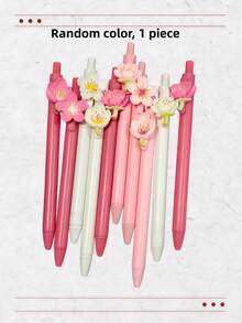 6/3/1pcs Cute 3D Flower Gel Pens, Cherry Blossom/Peach Blossom Pattern, Creative Embossed Pens, High-Quality Gel Ballpoint Pens, Student Essential, Back To School Gift, Great Choice For Students And Friends, Best Back To School Gift Choice - Cherry Blossoms - View 10