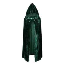 Halloween 1pc Black Witch Velvet Cloak 185CM & 90CM Halloween Hooded Cape Queen Party Performance Long Robe Shawl Costume, Suitable For Various Festivals, Witch, Devil, Vampire, Gold Velvet Long Robe Shawl Renaissance Medieval Costume Accessory Prop - Multicolor - View 14