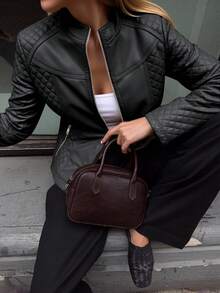 Risissida Women's Fashionable Multi-Functional PU Leather Motorcycle Commuter Jacket - Ideal For Autumn/Winter Streetwear Black - Black - View 5