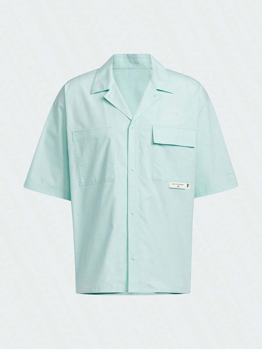 Adidas Spring/Summer Fashion Sports Casual Men's Woven Loose Short Sleeve Shirt JN4512 - Pale Blue-green - View 1
