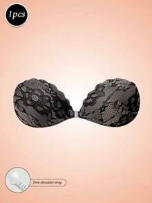 1pc Lace Silicone Self-Adhesive Nipple Covers, Front-Clasp Lift-Up Breast Petals, Suitable For Bikini And Evening Gown For Parties, Dinners, Graduation Ceremonies, Dates, Music Festivals And Other Occasions, All Year Round - Black - View 16