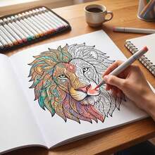 1pc Animal Patterns Coloring Book Bold And Easy For Adults Teens, Stress Relief Relaxing Big Simple Designs Thick Lines, Peacock Bird Art Gift - Multicolor - View 3