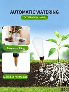 New Large Capacity Automatic Plant Watering Device, Transparent Self-Absorbing Water Ball With Clay Tip, Slow-Release Drip Irrigation Plug For Potted Plants, Hands-Free Watering Tool For Home Gardening - Multicolor - View 10