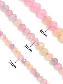 1 Strand 2/3/4mm Morganite Faceted Natural Stone Beads Loose Spacer Beads For Jewelry Making DIY Necklace Bracelet Accessories - Multicolor - View 3