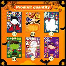 12/24 Halloween DIY Face Sticker Puzzle - Classic Bat, Ghost, Pumpkin And Vampire Character Designs, Interactive Puzzle Toy Promotes Brain Development, Children's Party Gift, Gift Packaging, Classroom Activity, Halloween And Christmas Gift - Mixed Color - View 7