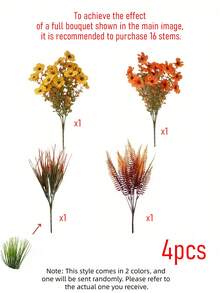 8pcs/4pcs/1pc - Autumn Artificial Flower Bouquet, Autumn Floral Decoration, Outdoor Artificial Hanging Basket Flower Arrangement, Halloween Decorative Flowers, Indoor Decorative Bouquet, UV Resistant And Fade-Resistant Autumn Plant Appearance Realistic, Thanksgiving Harvest Vase Centerpiece Decoration, Thanksgiving Harvest Decoration, Room Decoration, Farmhouse Autumn Table Centerpiece Decoration - Multicolor - View 12