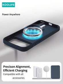 Koolife 1pc Tech Fabric Magnetic Phone Case, PC+TPU Material, Solid Color, Metal Independent Buttons, Lightweight Anti-Scratch Anti-Drop Protective Shell, For IPhone18pro/18pro Max/17/17Pro/17ProMax/16/16pro/16promax/15/15pro/15promax - Blue - View 4