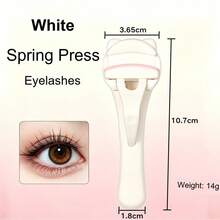1pc Cat Ear Spring-Loaded Eyelash Curler, Pink & White Dual Color Options, Portable Spring-Press Eyelash Curler, Easy-To-Use Spring-Loaded Design For Effortless Curl Without Damaging Eyelids, Lightweight And Comfortable Grip, One Press For Instant Curl And Lifted Look, Perfect For Home Makeup And On-The-Go Touch-Ups, Easily Create Sun-Flower-Like Voluminous Lifted Eyelashes - Multicolor - View 4
