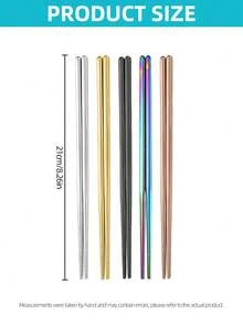 5/10 Pairs Reusable Metal Chopsticks Set, Stainless Steel Non‑Slip Chopsticks, 5 Colors, Dishwasher‑ For Asian Cuisine Home Kitchen Party Use - View 2