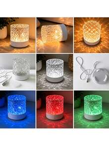 2026 Upgraded USB Powered Aurora Water Ripple Projection Smart Lamp, Rotating Multicolor Light Effects, Touch Control Color Changing Ice Crystal Cube Atmosphere Light, Bedroom Bedside Desktop Decoration Night Light, Room Dorm Romantic Lighting Ornament, No Battery, Style Atmosphere Lamp, Birthday Gift, Couple Gift, Christmas Gift - Ripple Effect Round Light - View 4